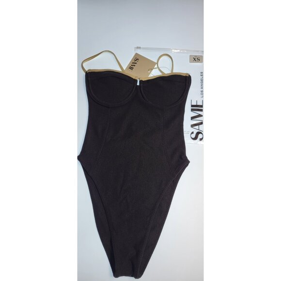 SAME LOS ANGELES Other - SAME Los Angeles Swim Womens One Piece Underwire Faux Suede Black XS, S,M